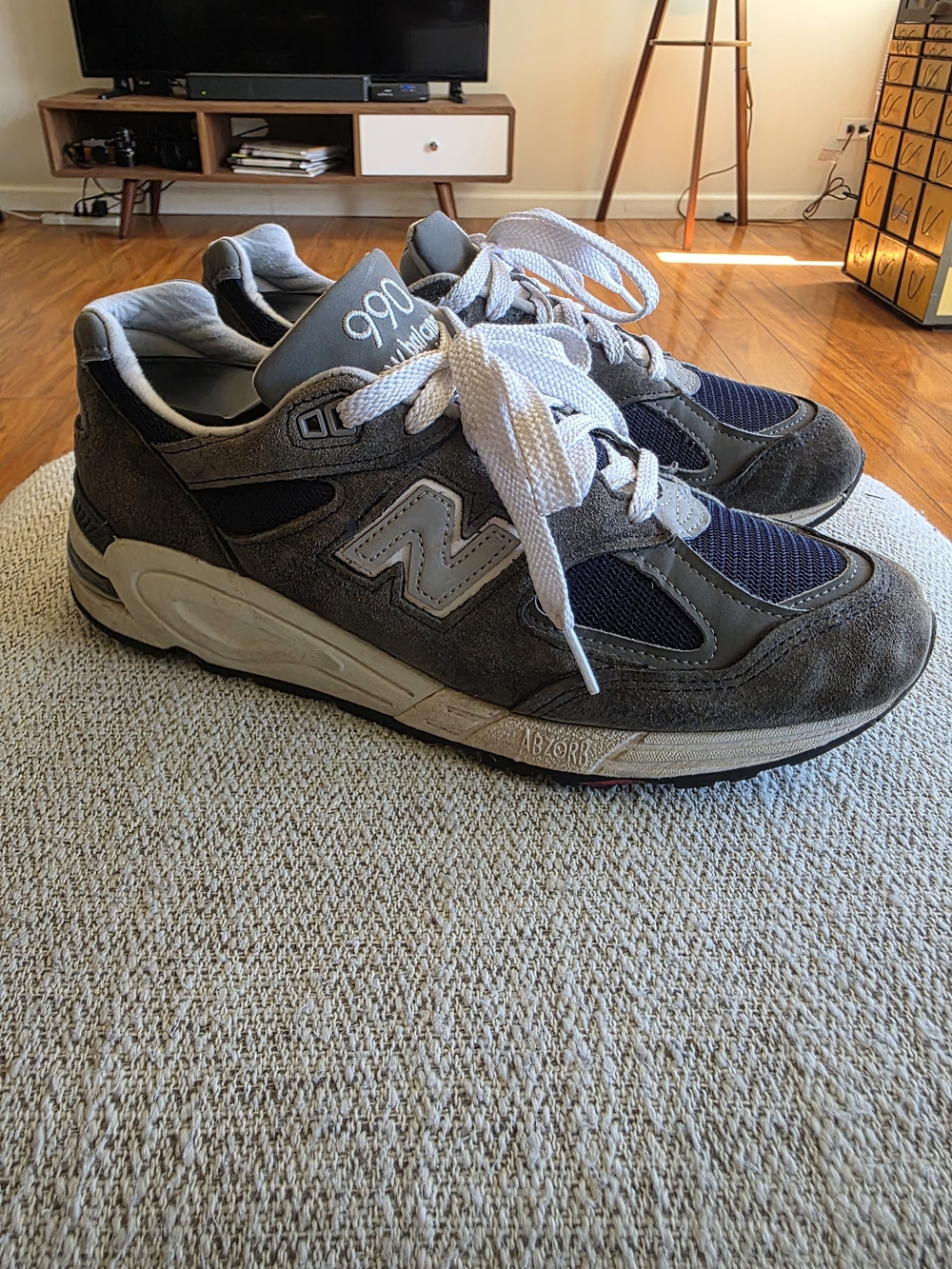 New Balance 990 V2 Made In USA Men's Grey/Navy Running Sneakers